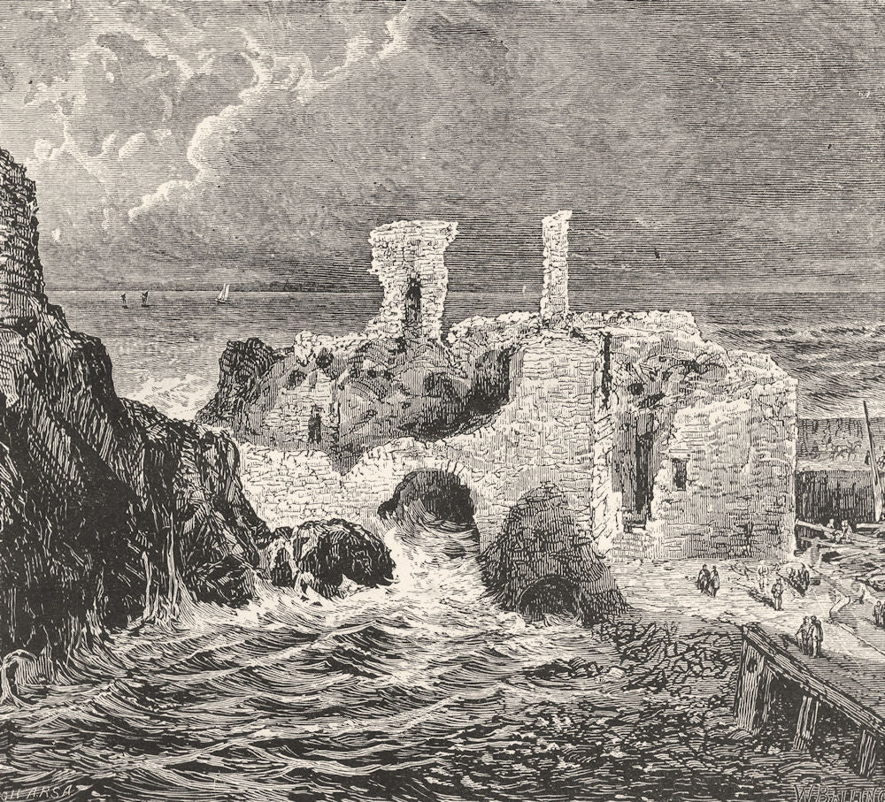 SCOTLAND. Dunbar Castle c1886 old antique vintage print picture